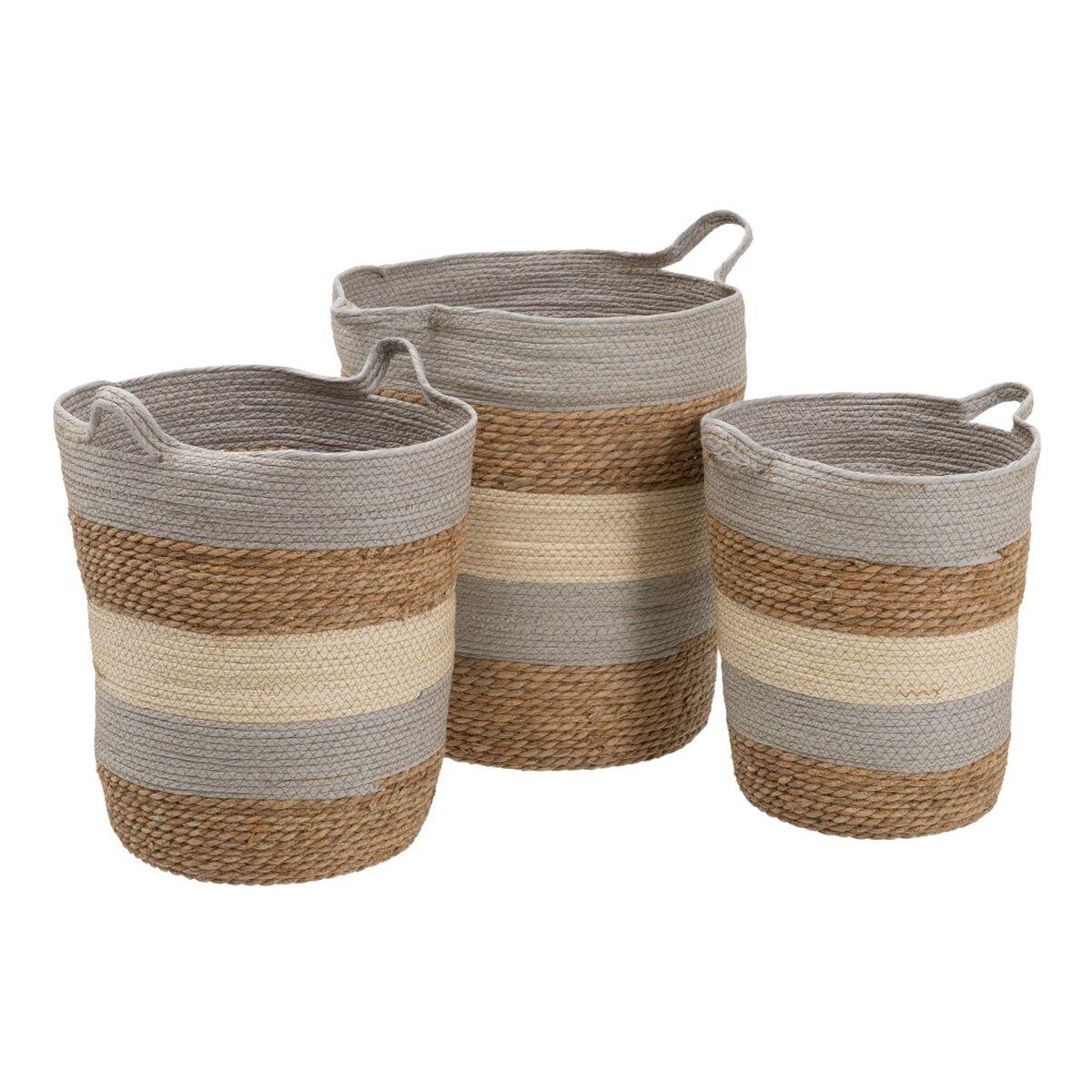 Set med kurve Natur Grå Naturlig fiber 48 x 48 x 42 cm (3 Dele) Set med kurve Natur Grå Naturlig fiber 48 x 48 x 42 cm (3 Dele)