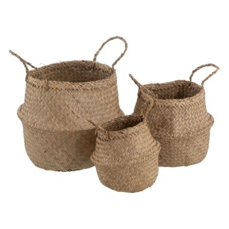 Set med kurve Natur Naturlig fiber 30 x 30 x 38 cm (3 Dele)