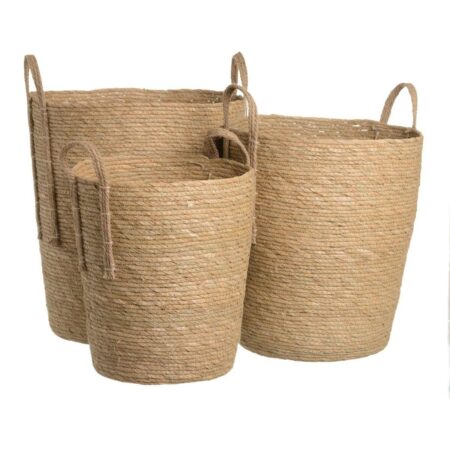 Set med kurve Natur Siv 42 x 42 x 48 cm (3 Dele)