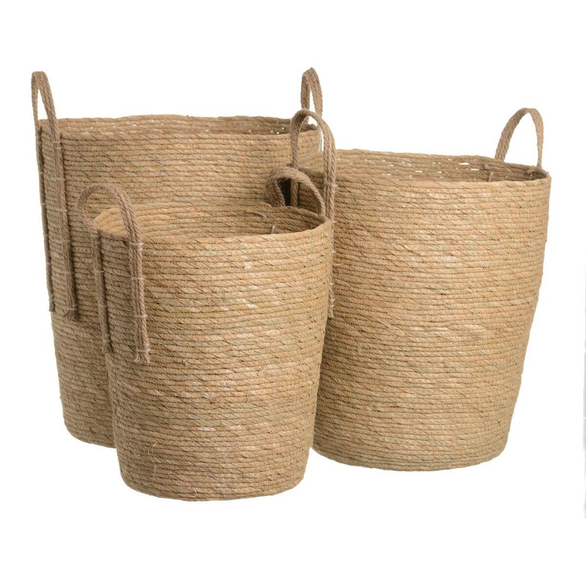 Set med kurve Natur Siv 42 x 42 x 48 cm (3 Dele) Set med kurve Natur Siv 42 x 42 x 48 cm (3 Dele)