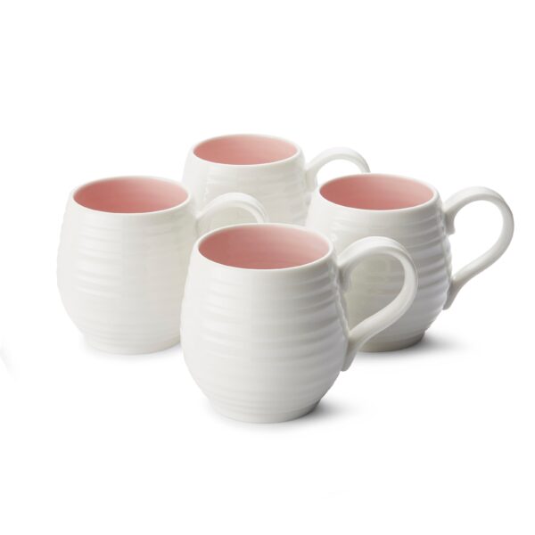 Set of 4 Sophie Conran for Portmeirion Pink Honey Pot Mugs White