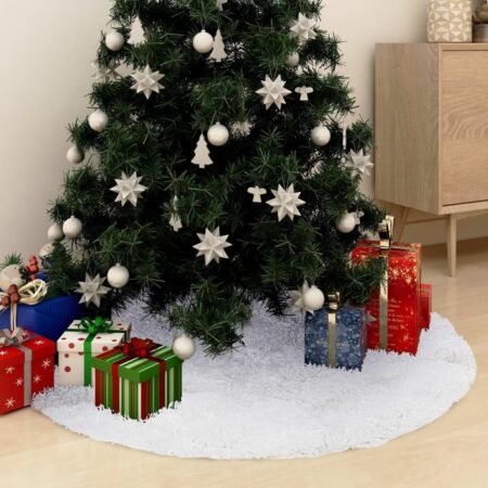 Skjuler til juletræsfod 90 cm kunstpels hvid