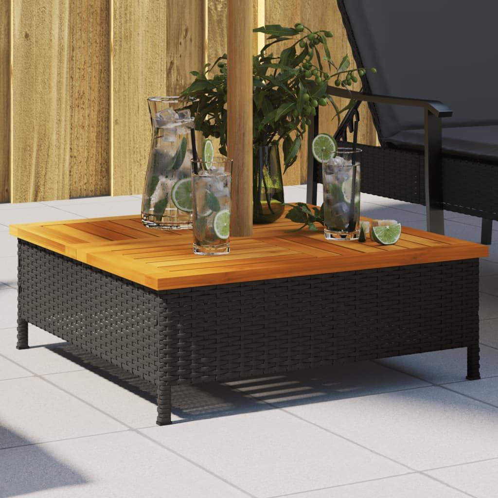 Skjuler til parasolfod 70x70x25 cm polyrattan og akacietræ sort Skjuler til parasolfod 70x70x25 cm polyrattan og akacietræ sort