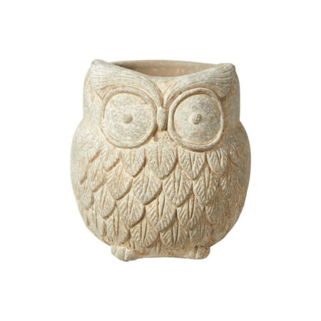 Skjuler ugle i grå cement 11x12cm