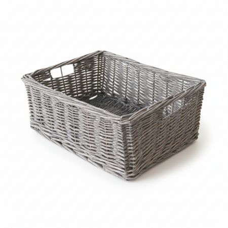 Skuffe kurv i grå pil - 32x23xH13 cm