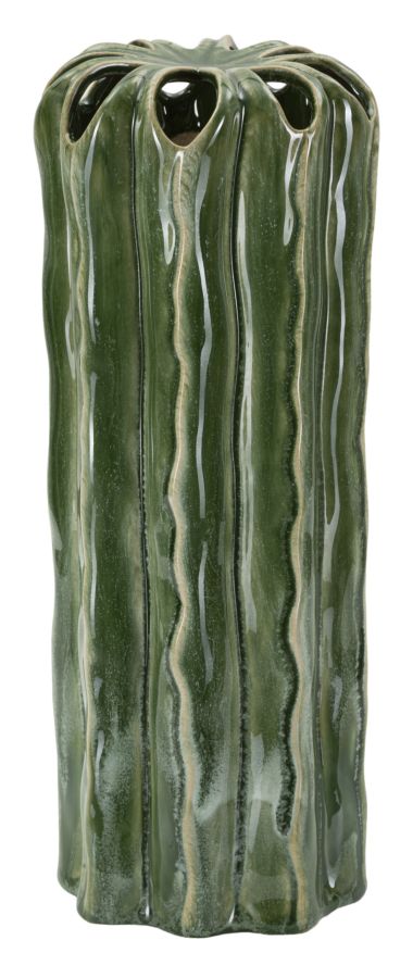Smuk keramisk vase i grøn farve - 12x31x5 cm