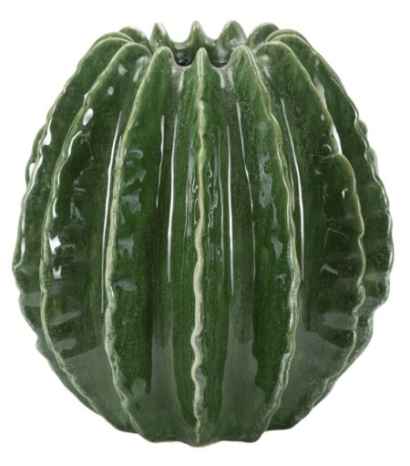 Smuk keramisk vase i grøn farve - 23x5x24 cm