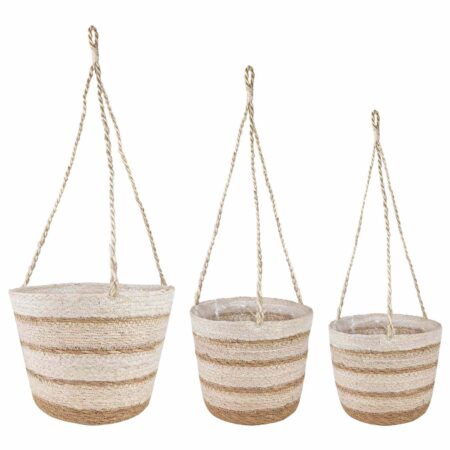 Søgræs plantekurve - sæt á 3 i naturlig, hvid og beige Ø26 × 19 cm