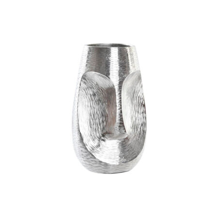 Sølvfarvet Aluminium Vase med Ansigtsdesign 19 x 19 x 31 cm