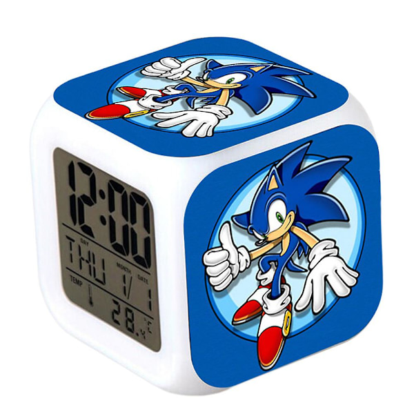 Sonic Digital Vækkeur med 7 Farveskiftende LED Natlys Anime Spil Sengeborde Cube Ur Hjem Decor Børnegaver (YJD) A Sonic Digital Vækkeur med 7 Farveskiftende LED Natlys Anime Spil Sengeborde Cube Ur Hjem Decor Børnegaver (YJD) A