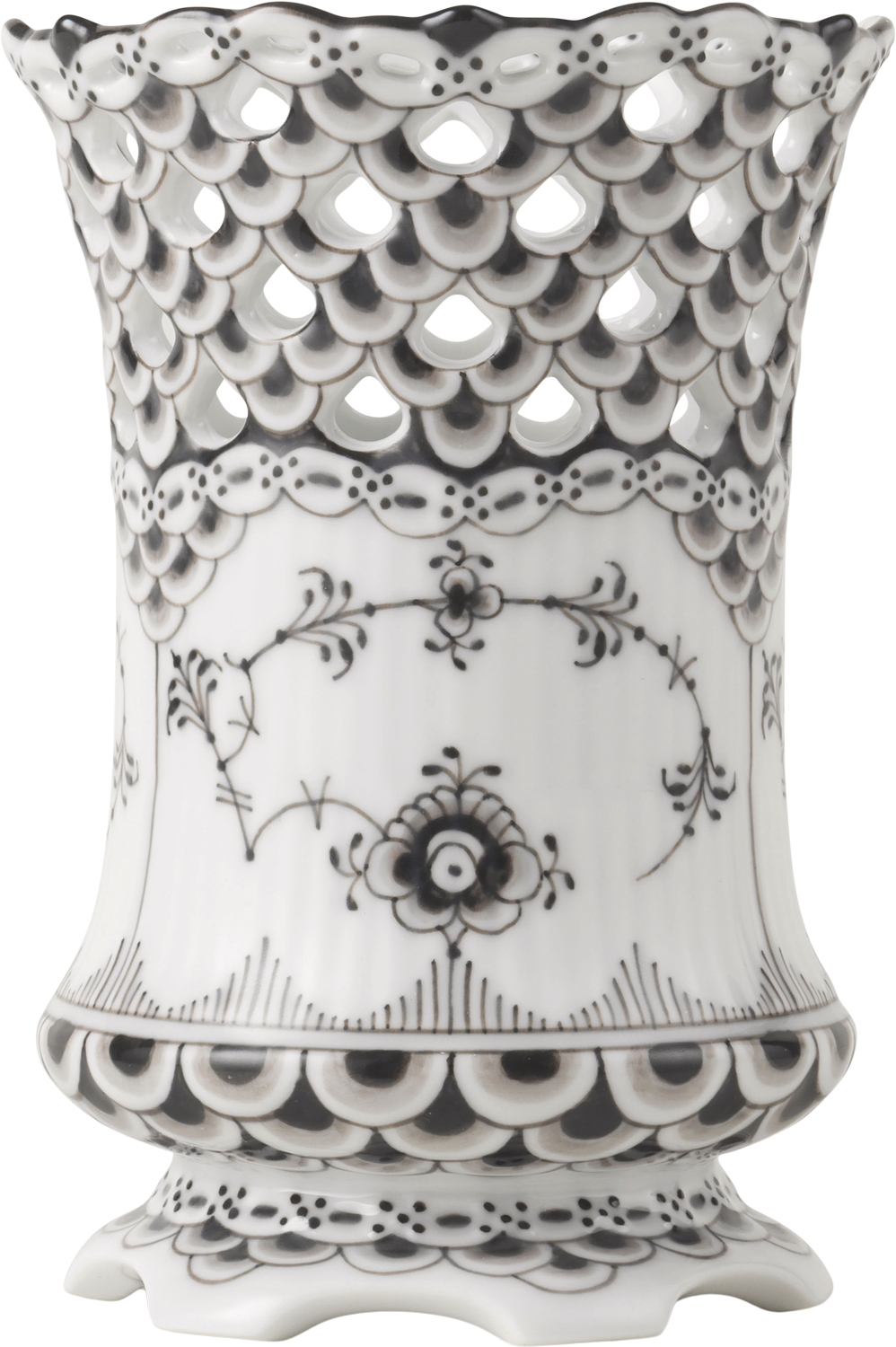 Sort Musselmalet Helblonde Vase, 11 cm Sort Musselmalet Helblonde Vase, 11 cm