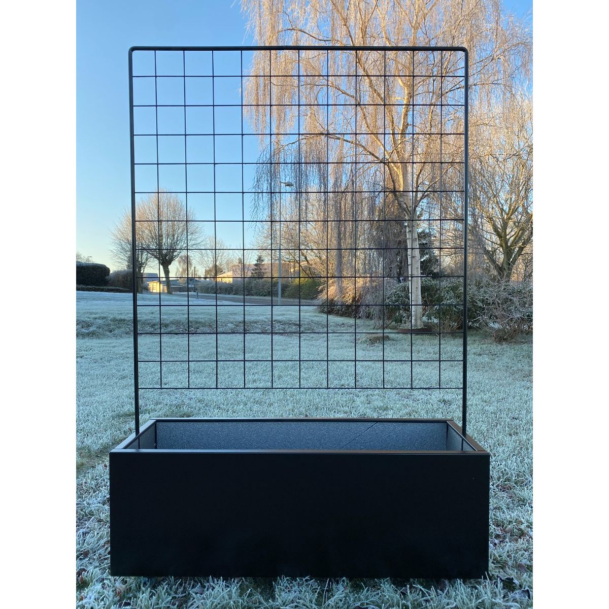Sort plantekasse med espalier-Fødder-Uden flamingo-Uden kapilær Sort plantekasse med espalier-Fødder-Uden flamingo-Uden kapilær