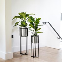 Spencer Indoor/Outdoor Planter in Pewter & Black - Medium