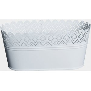 Spets kruka oval 27 x 13 cm - Vit