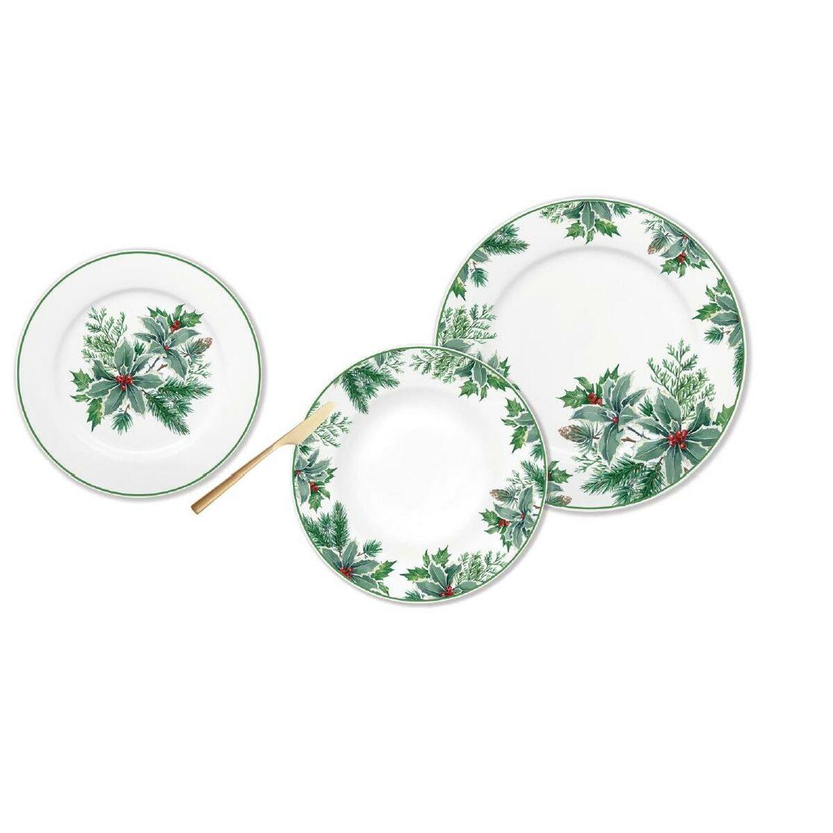 Spisestel Hvid Grøn Porcelæn Blad af en plante Jul 18 Dele 27 x 27 x 2 cm Spisestel Hvid Grøn Porcelæn Blad af en plante Jul 18 Dele 27 x 27 x 2 cm