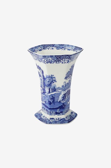 Spode - Vase Blue Italian sekskantet højde 27 cm - Blå - Urtepotteskjulere & vaser - - Homeroom