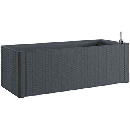 Stefanplast Natural Delux selvvandende altankasse, rektangulær - antracit 100 × 43 × 33 cm