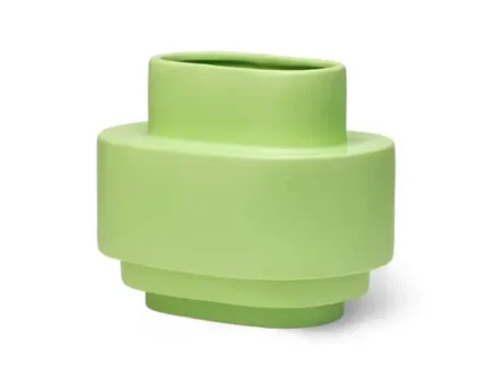 Stences, Layer, Vase 02, Grøn, Keramik, B:19 x D:13,5 x H:16 cm