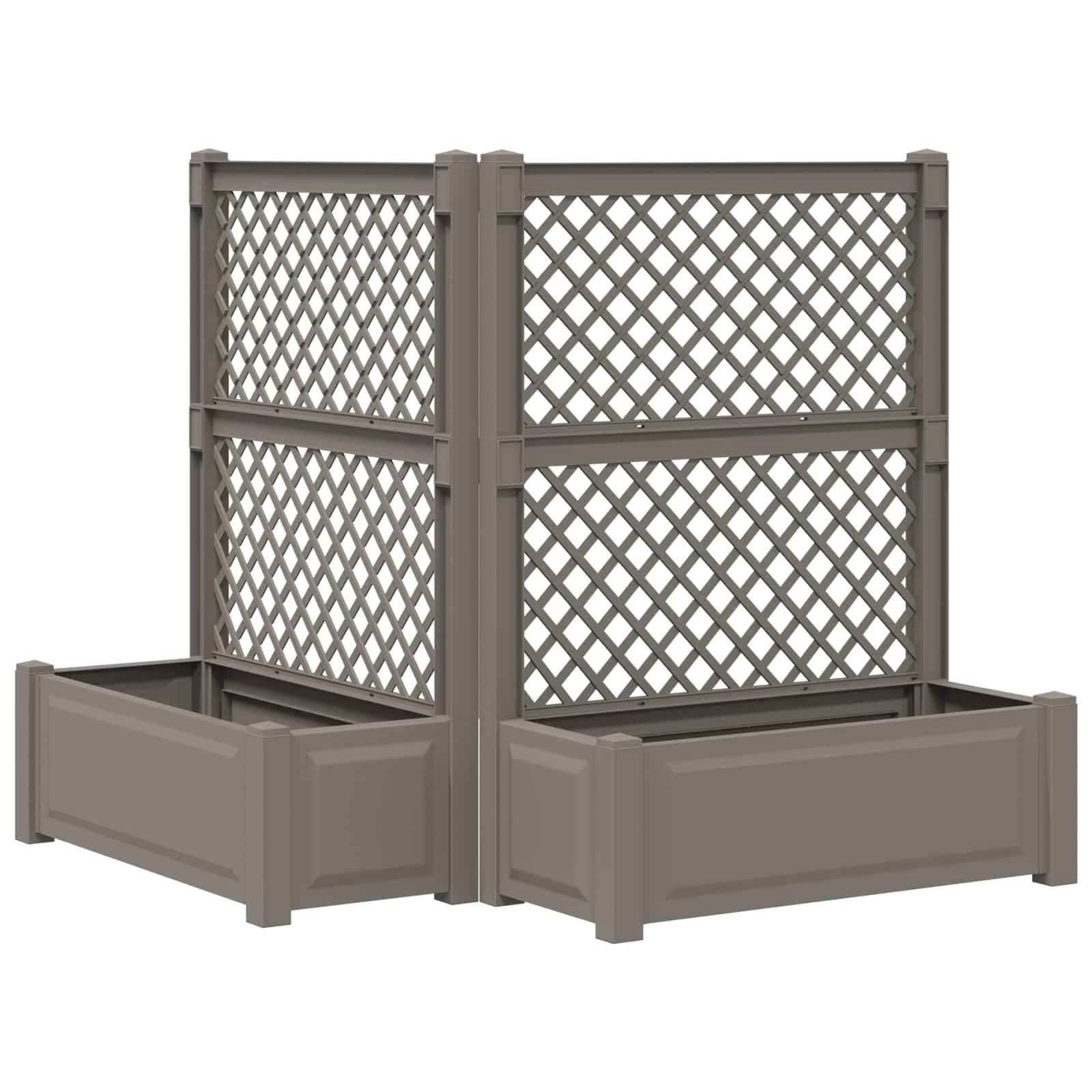 Stor blomsterkasse med espalier - 2 stk, grå, 143 x 143 x 133,5 cm Stor blomsterkasse med espalier - 2 stk, grå, 143 x 143 x 133,5 cm
