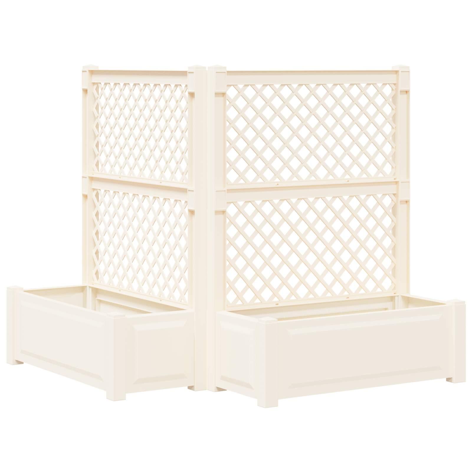 Stor blomsterkasse med espalier - 2 stk, hvid, 143 × 143 × 133,5 cm Stor blomsterkasse med espalier - 2 stk, hvid, 143 × 143 × 133,5 cm