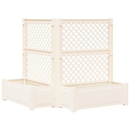 Stor blomsterkasse med espalier - 2 stk, hvid, 143 × 143 × 133,5 cm