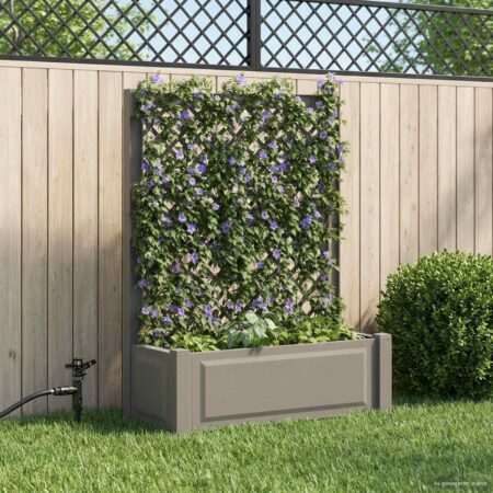 Stor blomsterkasse med espalier - grå PP 99,5 × 43 × 133,5 cm