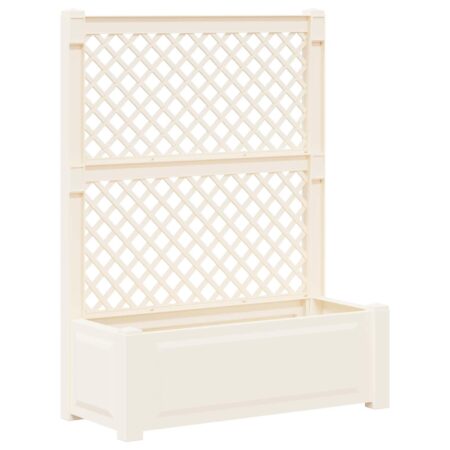 Stor blomsterkasse med espalier - hvid PP 99,5 × 43 × 133,5 cm