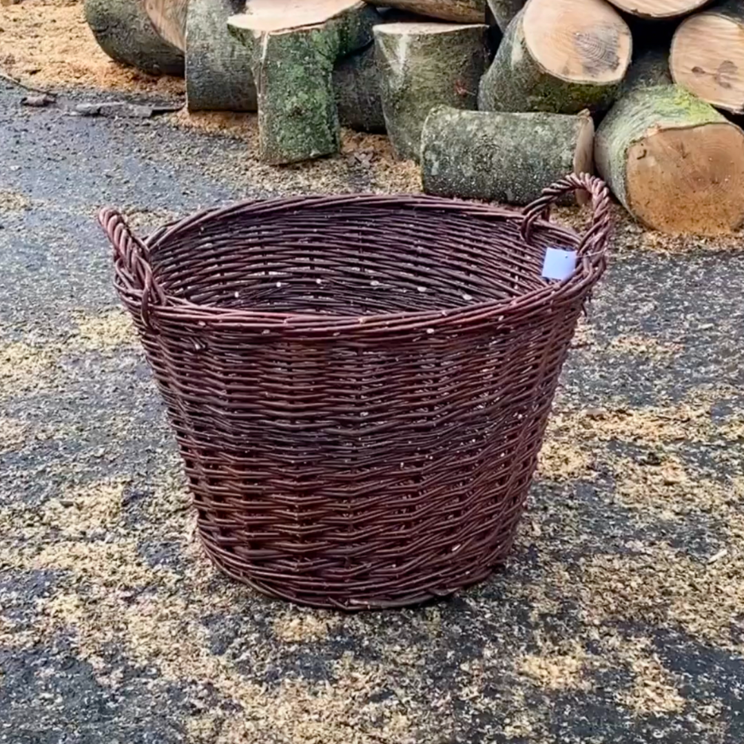 Stor fletkurv til brænde i pil | Solid brændekurv i flettet pil | Ø50xH36 cm Stor fletkurv til brænde i pil | Solid brændekurv i flettet pil | Ø50xH36 cm