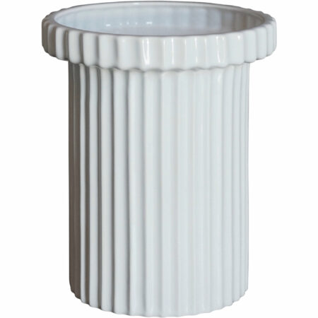 Stripe krukke, small, shiny white