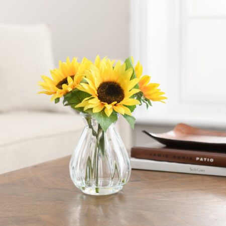 Sunflower Arrangement in Ribbed Vase Yellow