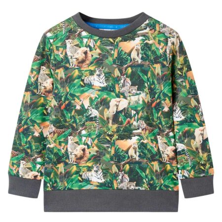 Sweatshirt til børn - dyr og planter, Old Petrol, str. 140