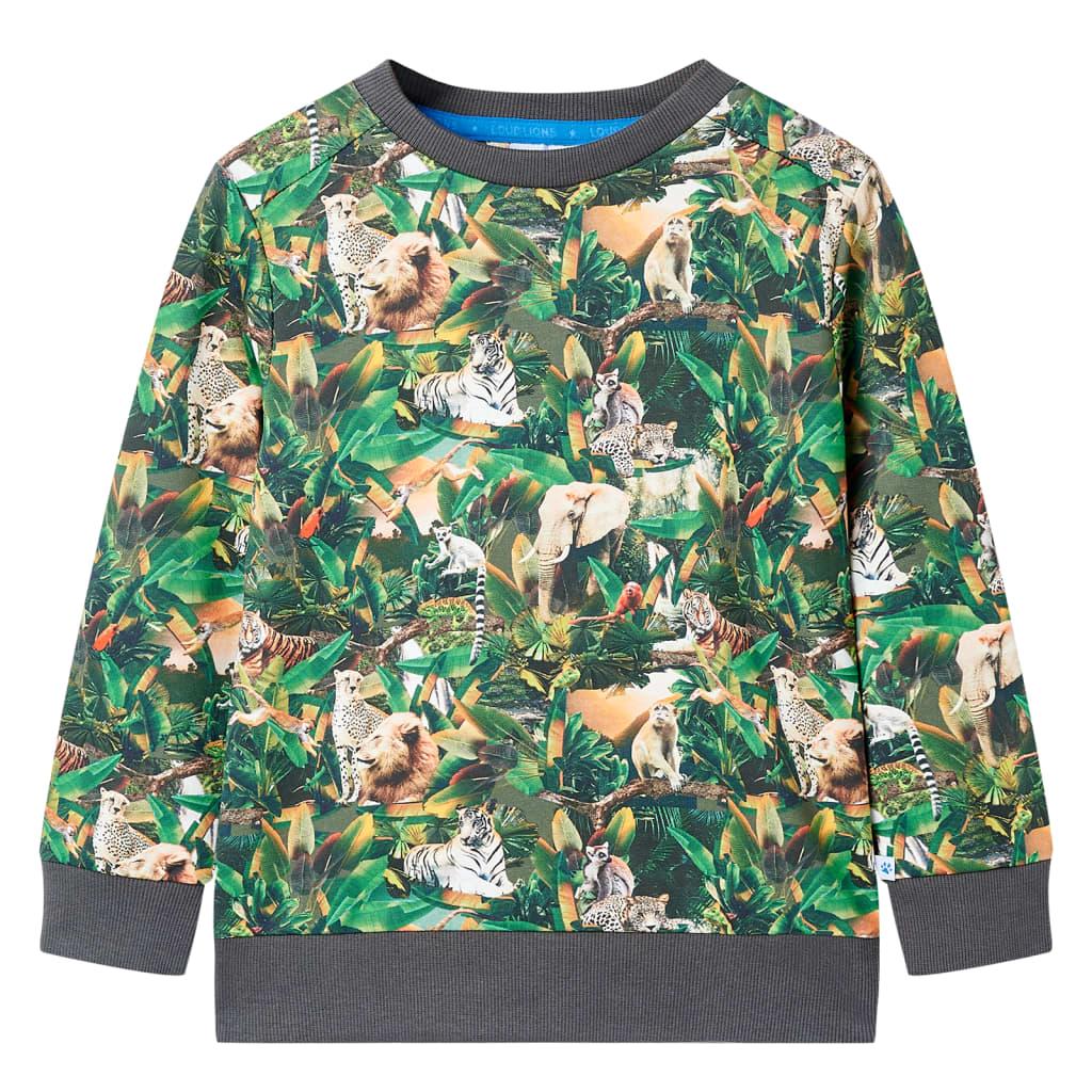 Sweatshirt til børn - dyr og planter, Old Petrol, str. 140 Sweatshirt til børn - dyr og planter, Old Petrol, str. 140