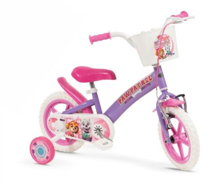 TOIMSA børnecykel 12" - Paw Patrol, lilla med støttehjul og kurv