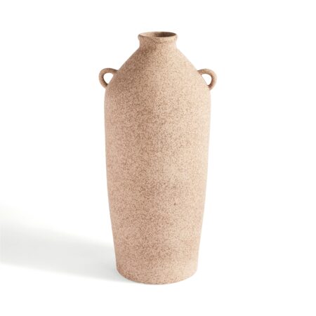 Tall Stone Bottle Vase with Handles Pebble Stone