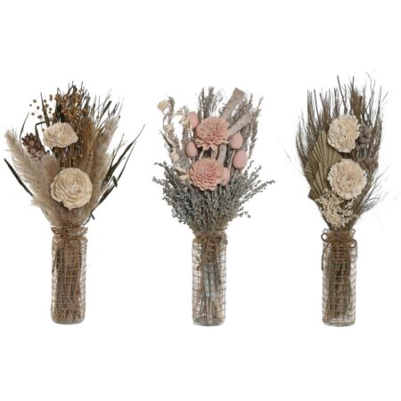 Tørret blomsterbundt i vase, multifarvet natur - 20 × 10 × 50 cm (3 stk.)