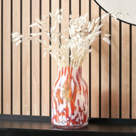 Tortoiseshell Glass Vase Red