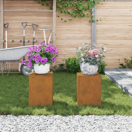 Udendørs Plante Standere Søjle 2 stk 24x24x35 cm Vejrbestandigt Stål