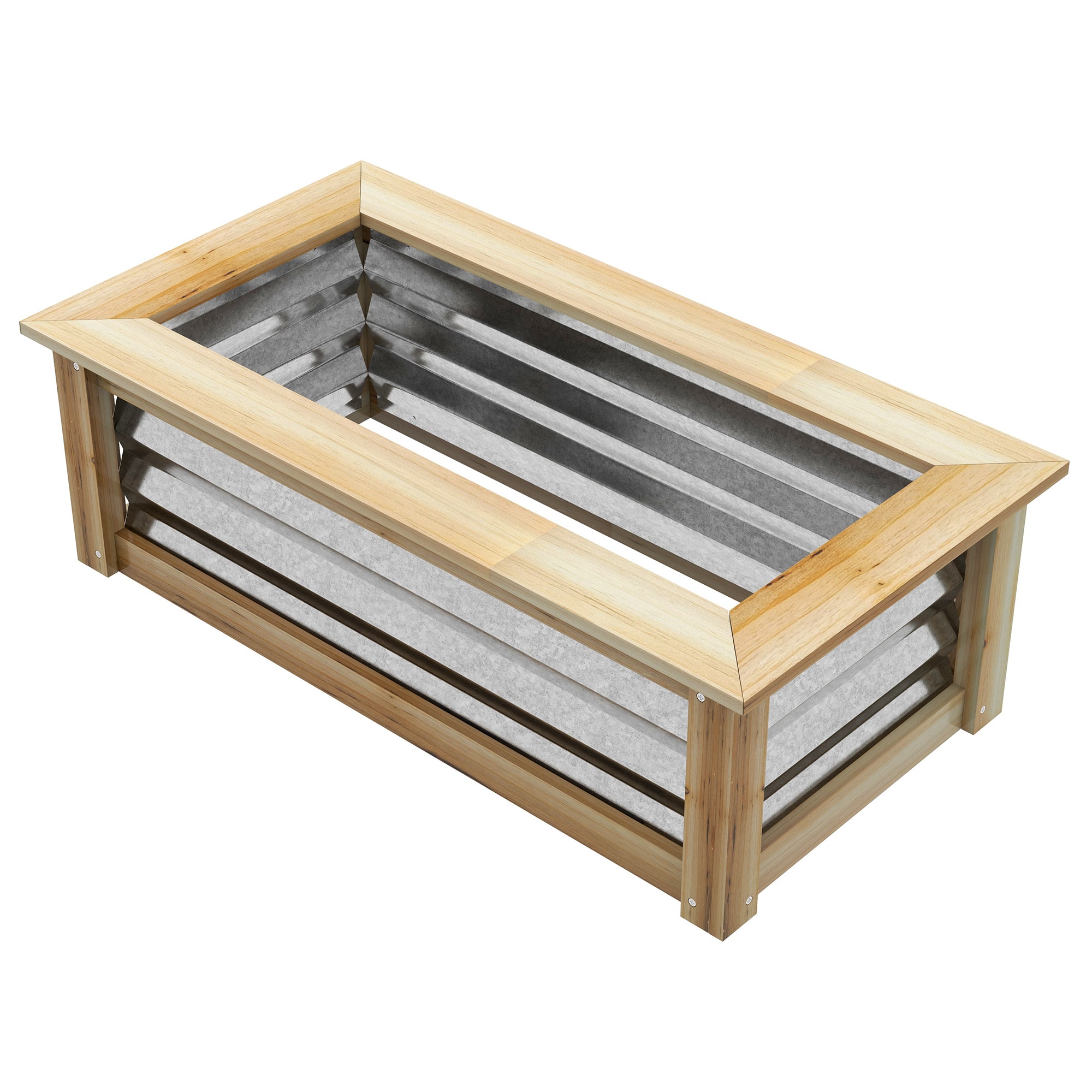 Udsolgt højbed, selvdrænende, åben bund, metal+træ, 90 x 45 x 30 cm Udsolgt højbed, selvdrænende, åben bund, metal+træ, 90 x 45 x 30 cm