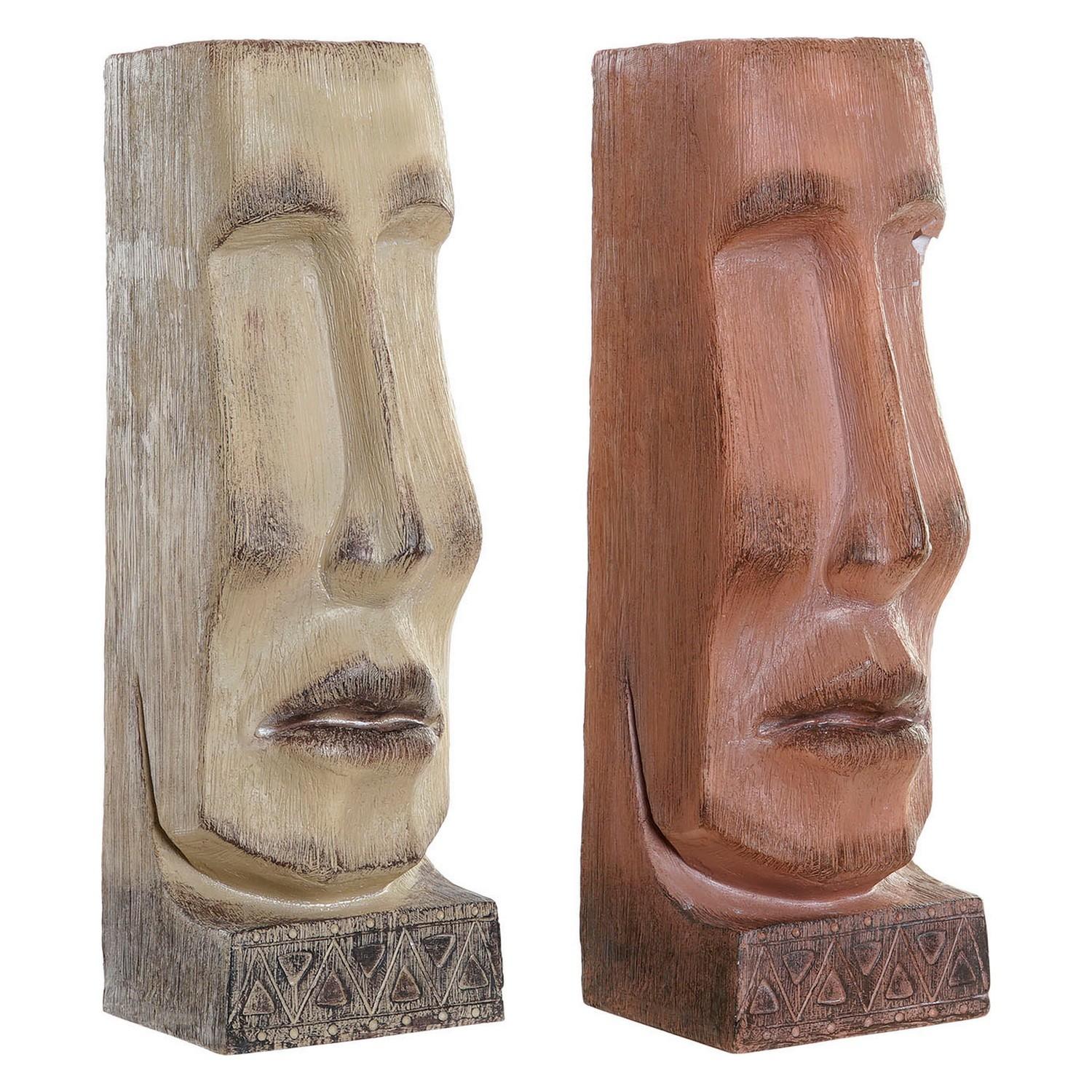 Urtepotte 16 x 17 x 49 cm Ansigt Beige Terrakotta Harpiks (2 enheder) Urtepotte 16 x 17 x 49 cm Ansigt Beige Terrakotta Harpiks (2 enheder)