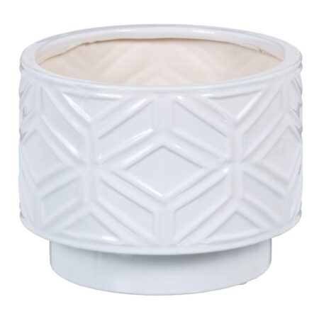 Urtepotte 21,5 x 21,5 x 16,5 cm Keramik Hvid