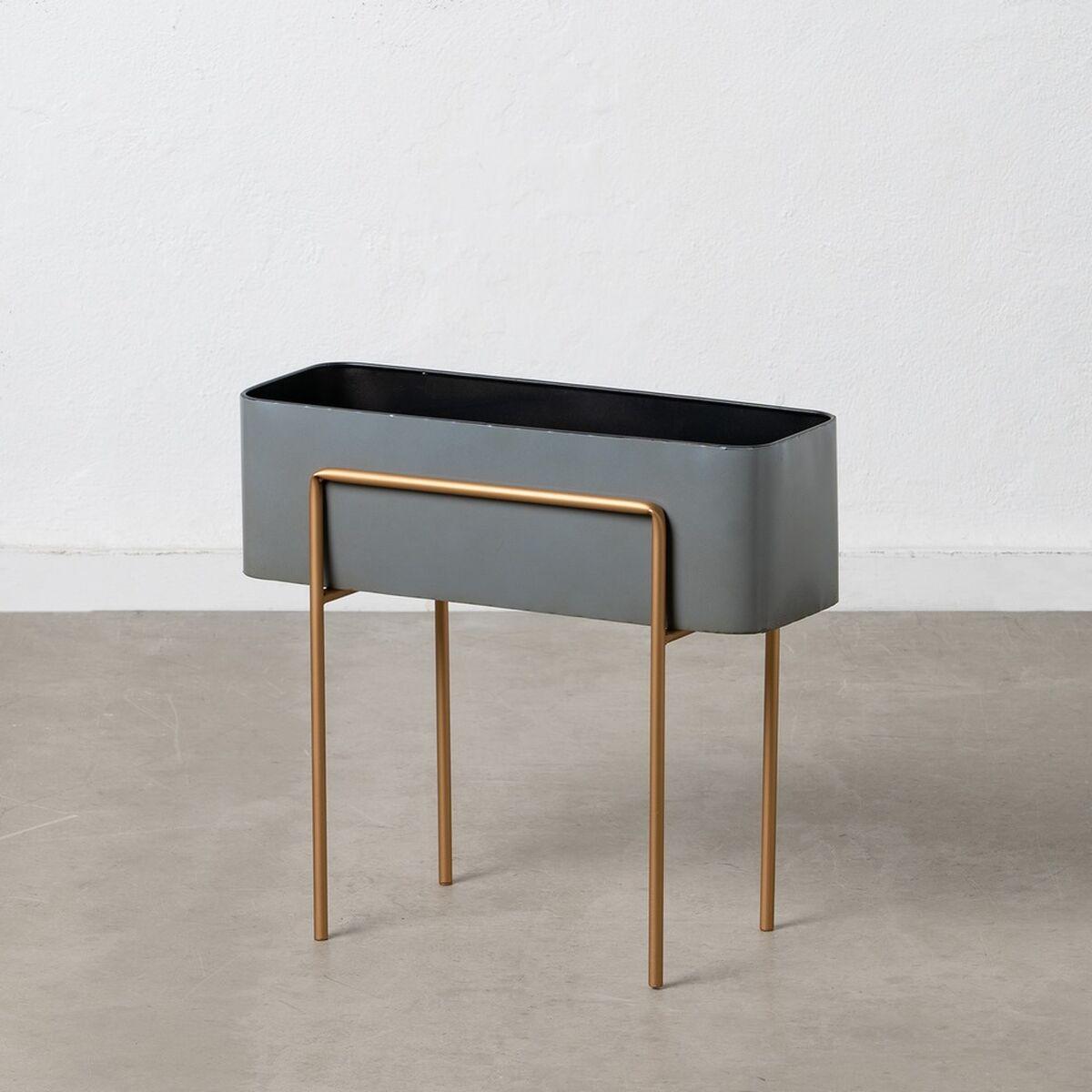 Urtepotte 55 x 24 x 51 cm Grå Gylden Metal Urtepotte 55 x 24 x 51 cm Grå Gylden Metal