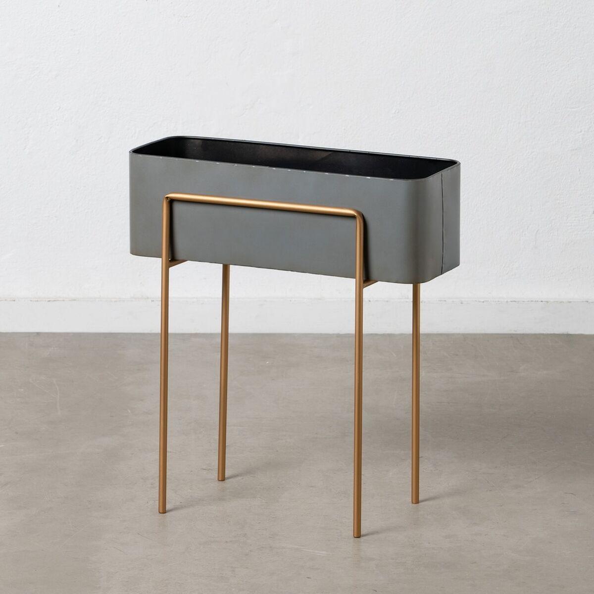 Urtepotte 55 x 24 x 61 cm Grå Gylden Metal Urtepotte 55 x 24 x 61 cm Grå Gylden Metal