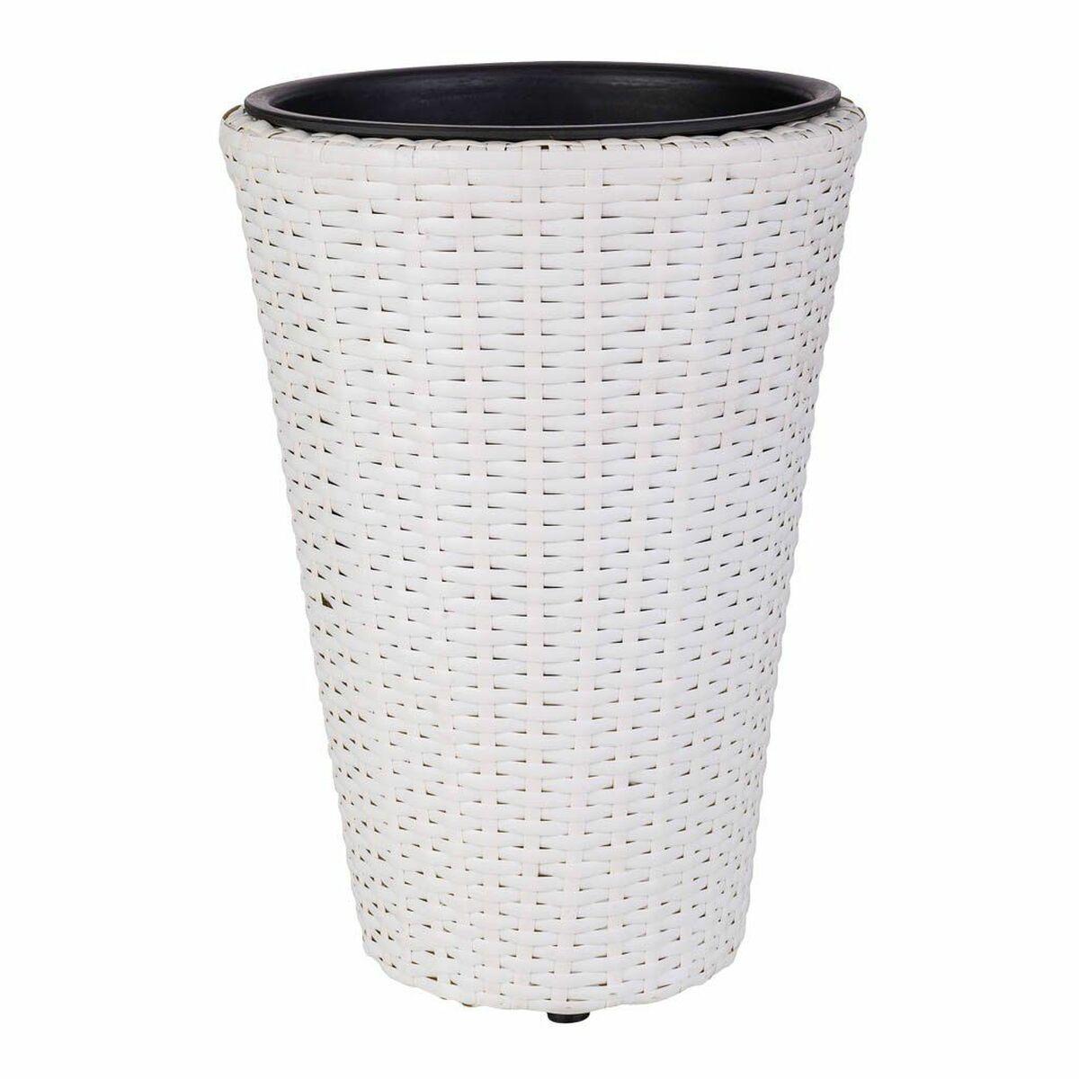 Urtepotte Alexandra House Living Hvid Jern Rattan Plastik 28 x 40 x 28 cm Urtepotte Alexandra House Living Hvid Jern Rattan Plastik 28 x 40 x 28 cm