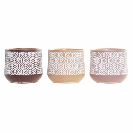 Urtepotte DKD Home Decor Brun Terrakotta Koral (14 x 14 x 12.4 cm) (3 stk)