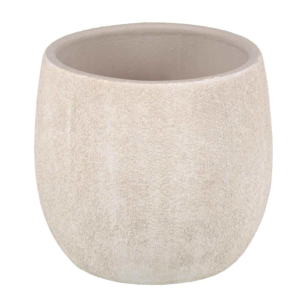 Urtepotte Flødefarvet Keramik Sand 18 x 18 x 17,5 cm Urtepotte Flødefarvet Keramik Sand 18 x 18 x 17,5 cm