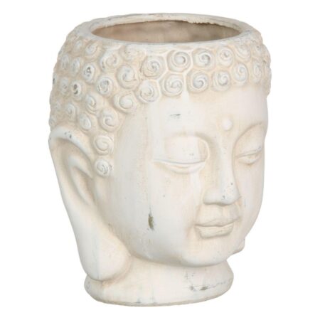 Urtepotte Flødefarvet Terrakotta Buddha Orientalsk 17,1 x 16,6 x 20 cm