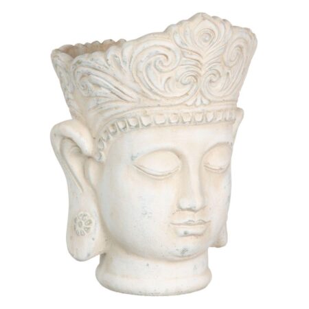 Urtepotte Flødefarvet Terrakotta Buddha Orientalsk 18,4 x 18,4 x 25,6 cm