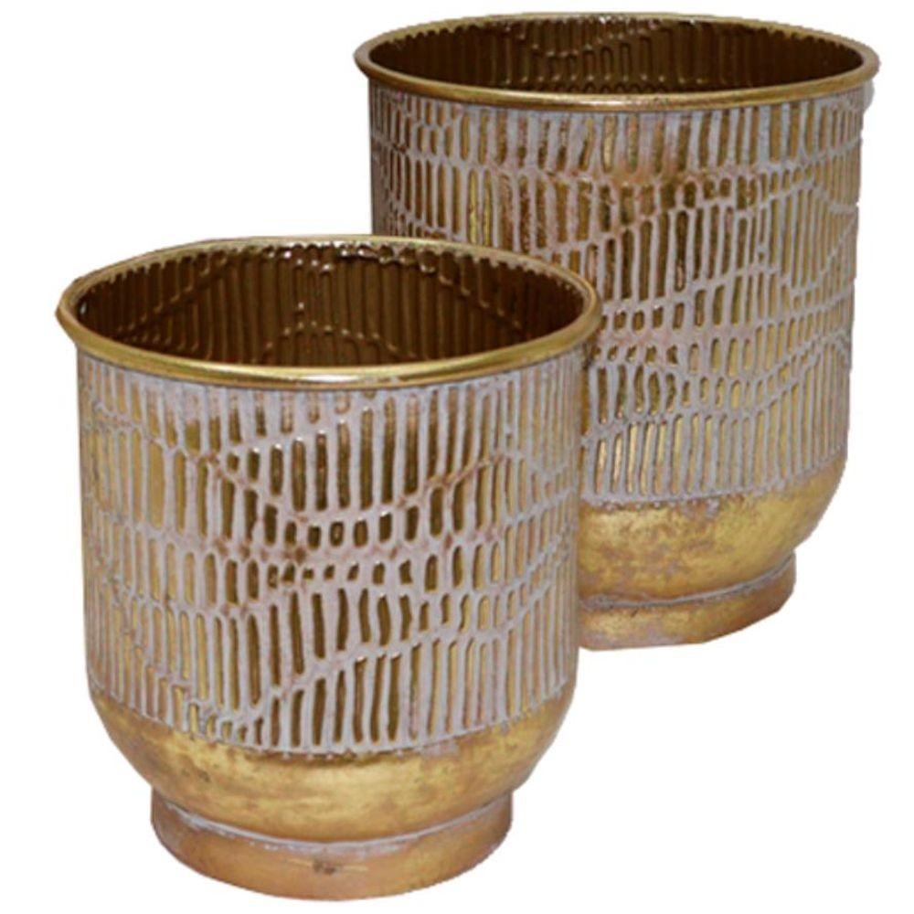 Urtepotte Gylden Metal (2 stk) (28 x 28 x 30 cm) Urtepotte Gylden Metal (2 stk) (28 x 28 x 30 cm)