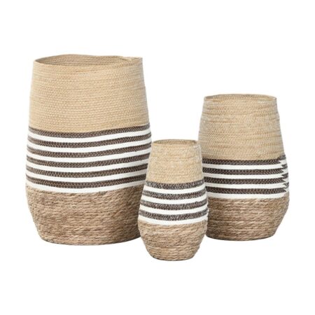 Urtepotte Home ESPRIT Brun To-farvet Fiber Urban 31 x 31 x 49 cm (3 Dele)