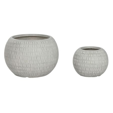 Urtepotte Home ESPRIT Grå Magnesium 55 x 55 x 38 cm (2 Dele)